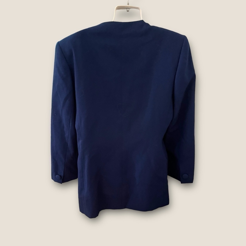 Vintage 80s-90s Morgan Miller Double Breasted Blazer Navy Blue 14 - Picture 2 of 4
